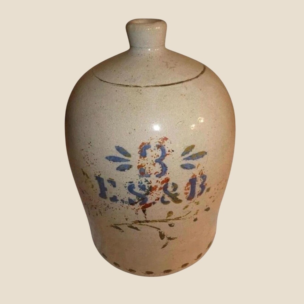 Antique E.S. & B NEW BRIGHTON, PA Stoneware 3 Gallon CROCK JUG